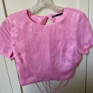 Zara Baby Pink Tie Back Top
